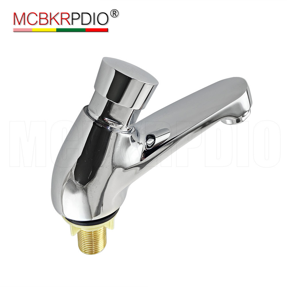 Push button self closing time delay valve basin faucet for public bathroom kitchen