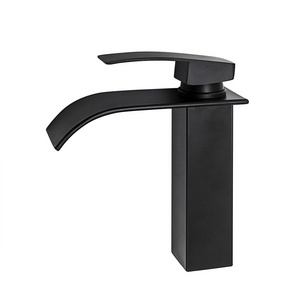 Luxury black paint finish bathroom ceramic washbasin faucet water fall