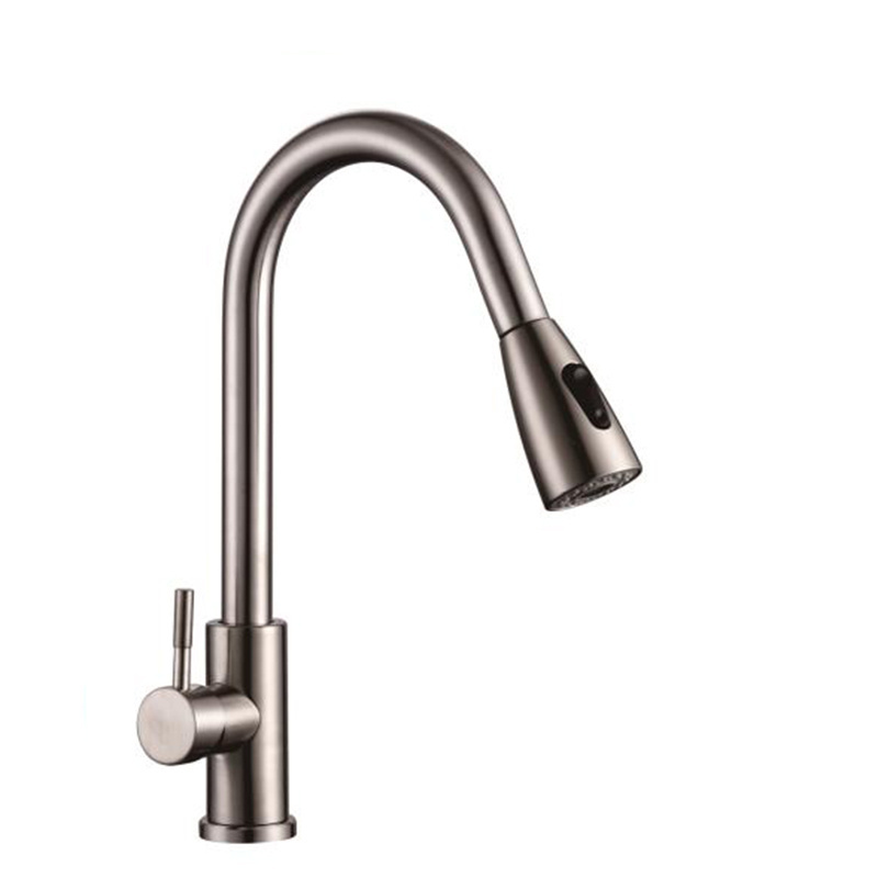 Hot Sales single handle pull out kitchen sink stainless steel faucet Nickel 360 Degree Swivel Spout Kitchen Sink Faucet