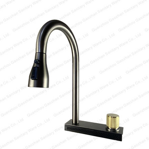 Pull Out Tap Stainless Steel Sink Waterfall Faucet Single Hole Rotate Cold Hot Kitchen Faucet