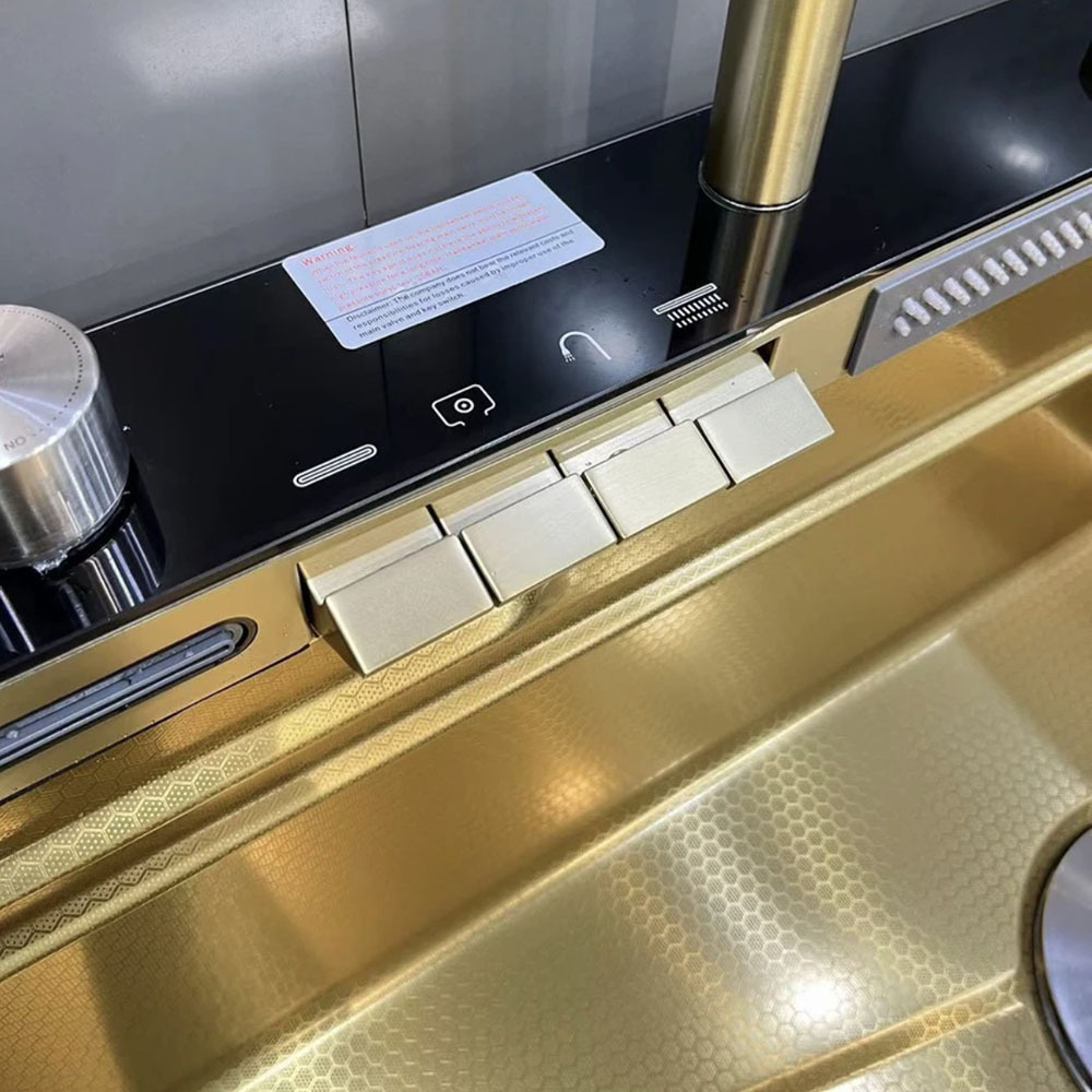 Gold SUS smart kitchen sink nano stainless steel hand made kitchen sink waterfall kitchen sink with digital display