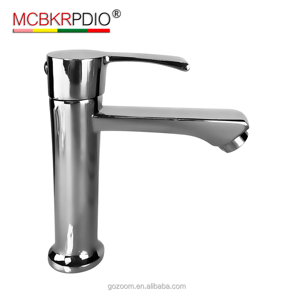 MCBKRPDIO Bathroom Sink Faucet Chrome Single Handle One Hole Commercial Deck Mount Lavatory Modern Faucet