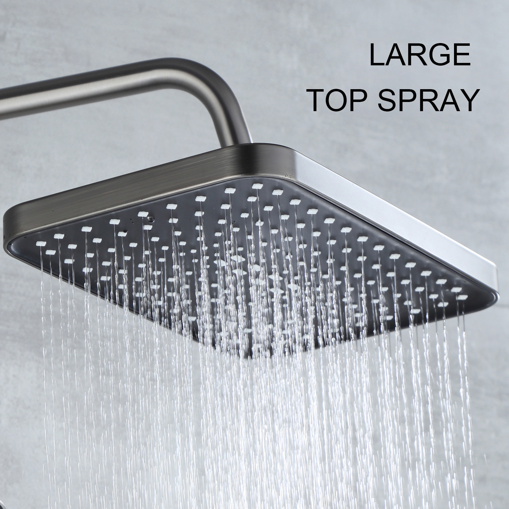 Gun-grey shelf Rainfall wall mounted Brass thermostatic shower mixer set with square shower head Shower set