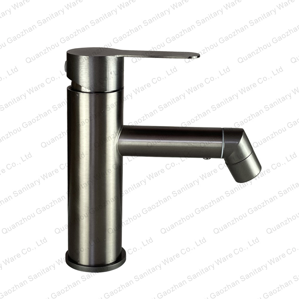 Household stainless steel single hole cold hot mixer water bathroom faucet surface Gun gray rotational basin faucet