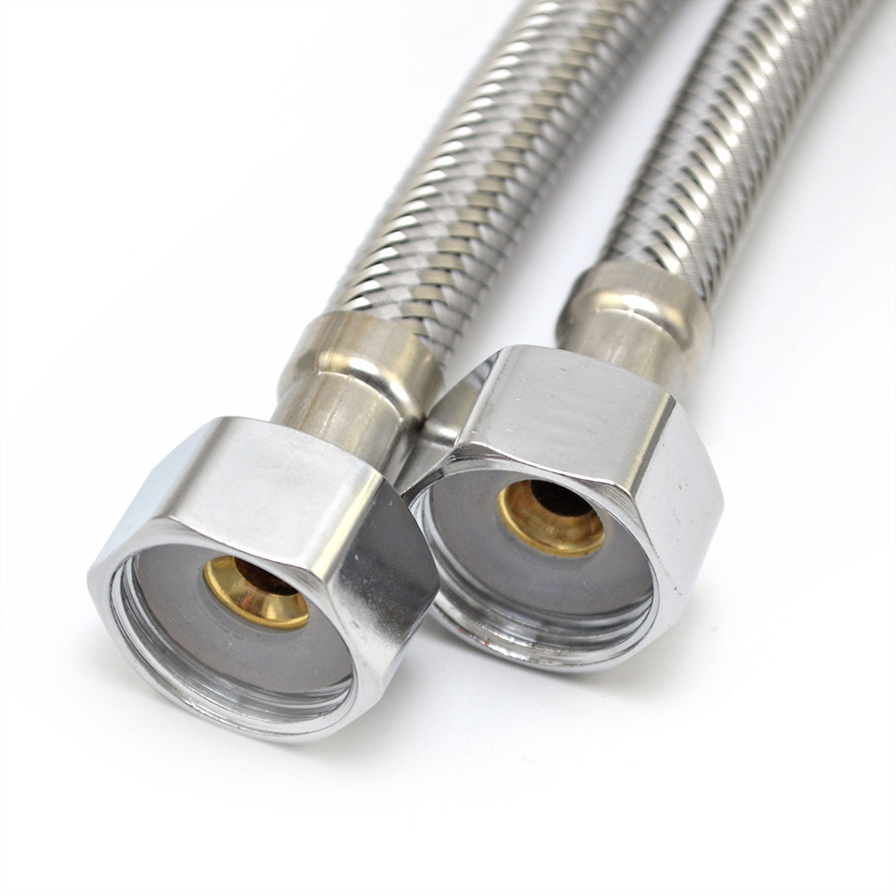 600mm Faucet Connector, Braided Stainless Steel Supply Hose 3/8 Inch Female Compression Thread x 1/2 Male Connector