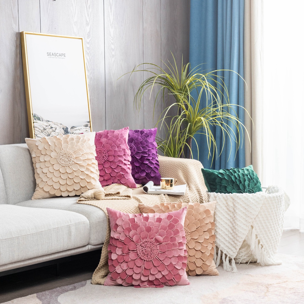 Wholesale Velvet Flowers Cushion Cover Printed 45*45cm Pillow Cases Decorative Throw Pillow Cover for Sofa