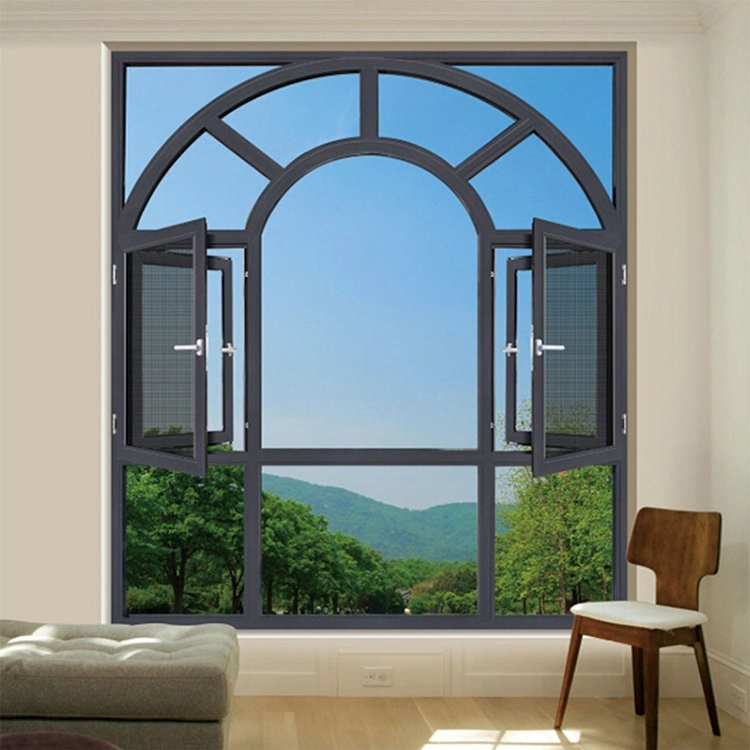 Aluminum Double Glass Wooden Color Awing Tilt Turn Window Casement Windows