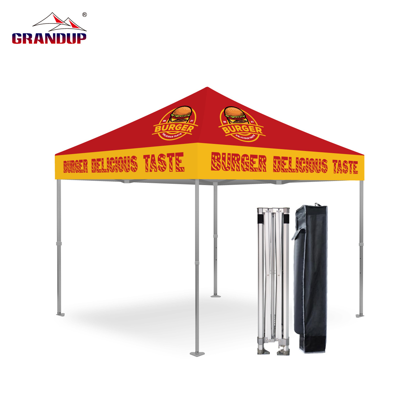 GRANDUP digital printing canopy Custom outdoor tent commercial trade show tent popup gazebo 10ft 10ft strong aluminium frame