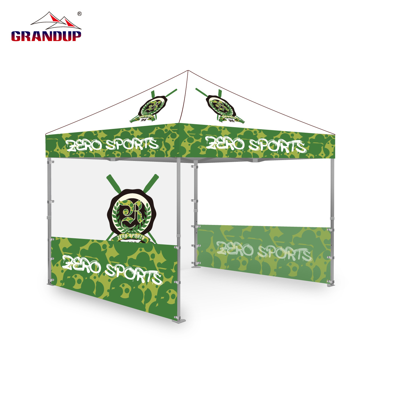 GRANDUP Colorful Printed aluminium foldable tent market tent trade show tents canopy with sidewall