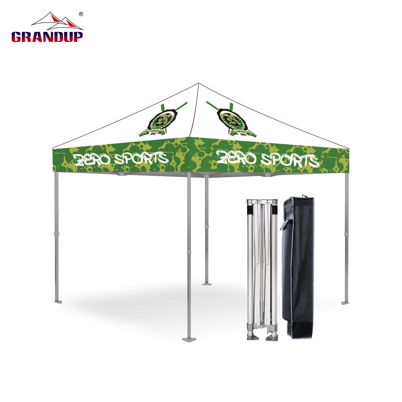 GRANDUP Colorful Printed aluminium foldable tent market tent trade show tents canopy with sidewall