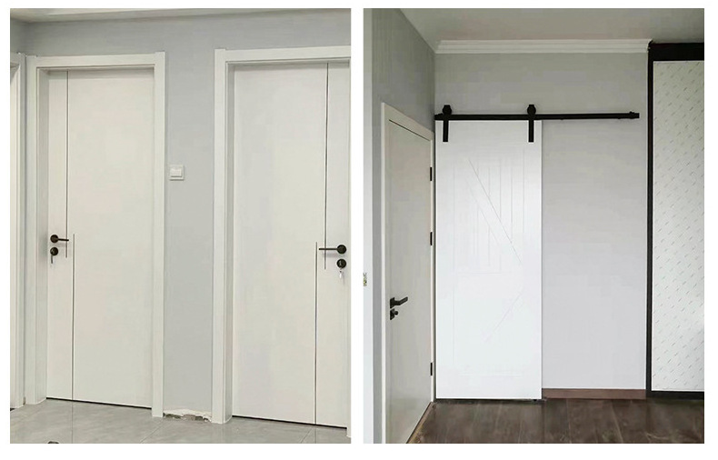 Interior White Prehung Solid Core MDF Doors Single Composite Wood PVC Entry Slabs with Finished Surface Finish