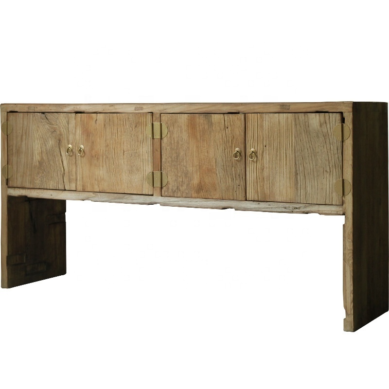 Nordic rustic reproduction antique barn wood furniture reclaimed elm wood antique furniture simple style storage console table