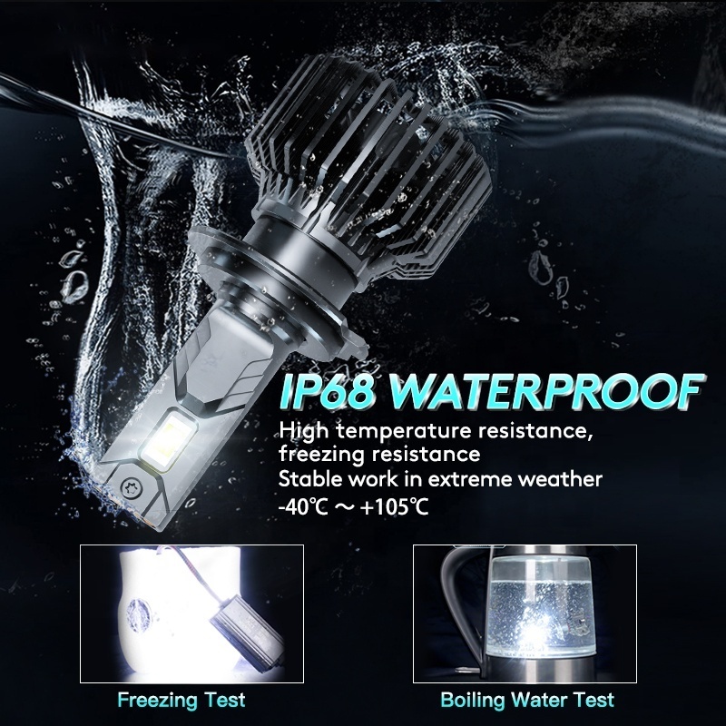 75W 6000K Super Bright H4 H7 IP68 Waterproof Car LED Headlight Bulbs for Automatic Lighting