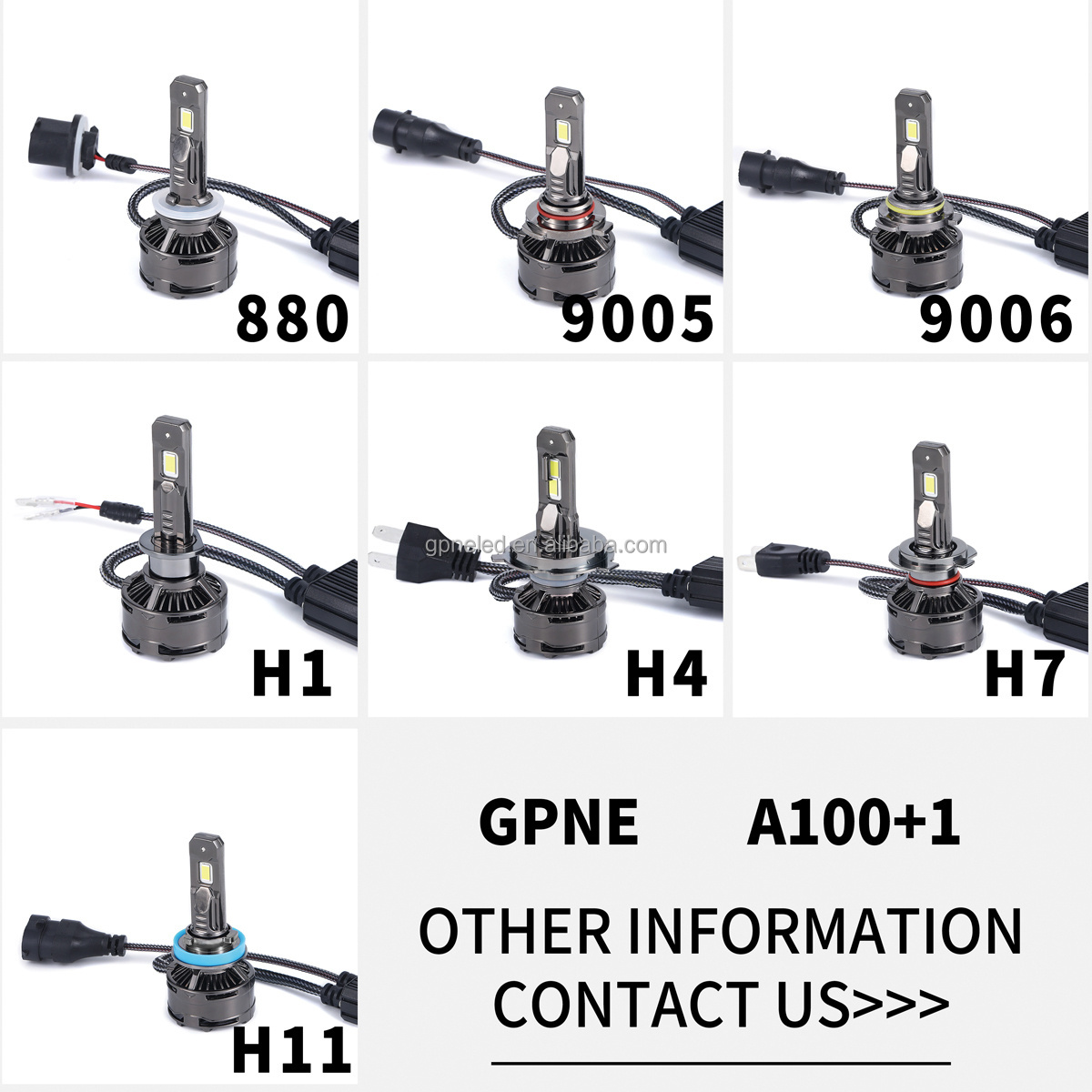 GPNE A100 Car Headlight Bulb 100watts Super Power H4 led headlight bi-led Headlamp 6500k CSP LED Headlights