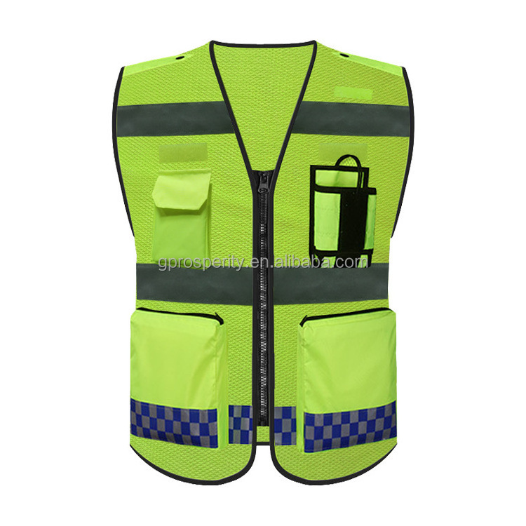 High Quality Orange Summer 100% Polyester Custom Logo Traffic Reflective Safety Vest For Walking At Night