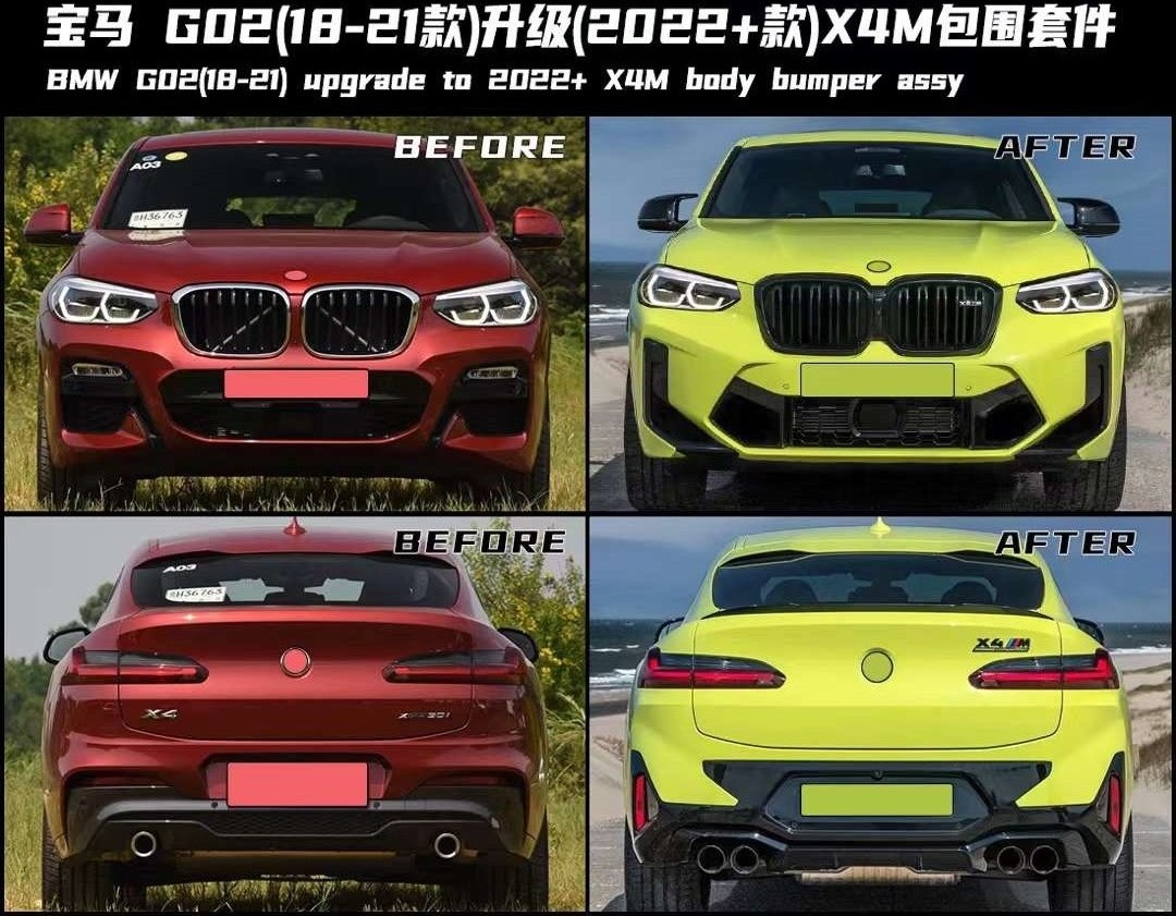 Factory Bodykit For 2018-2021 X4 G02 old car upgrade to new 2022  X4M F98 LCI body kit auto body parts accessories