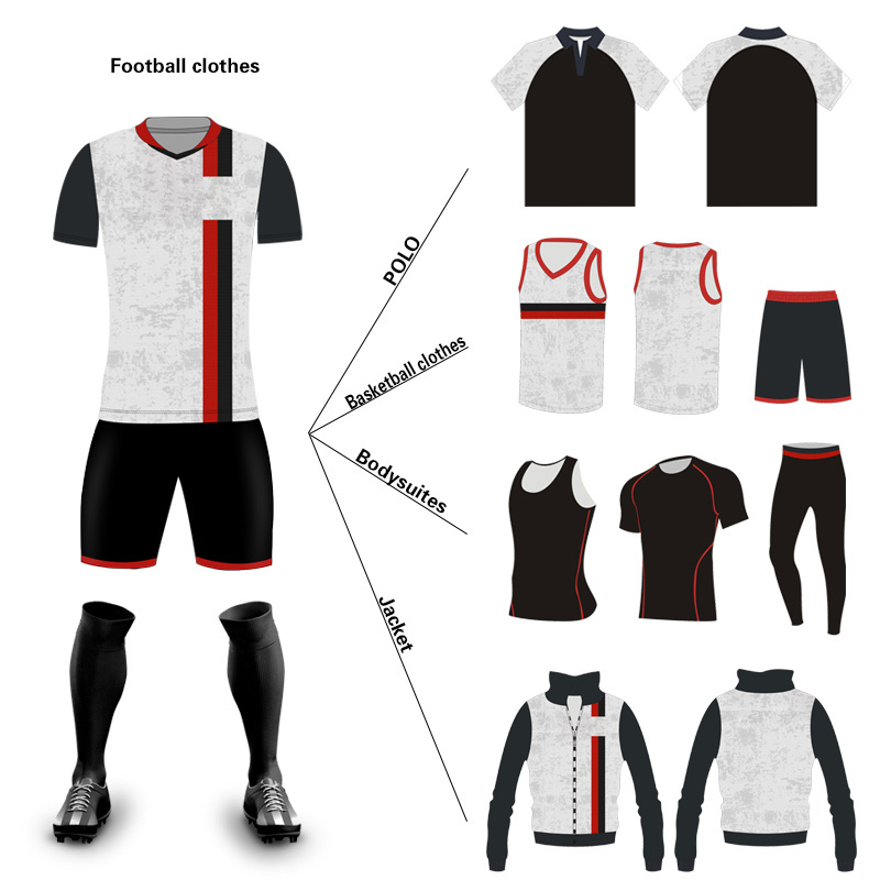 Wholesale Custom Cheap Sportswear Soccer Uniform Football Jerseys  With Logo and Numbers Customized Tshirt