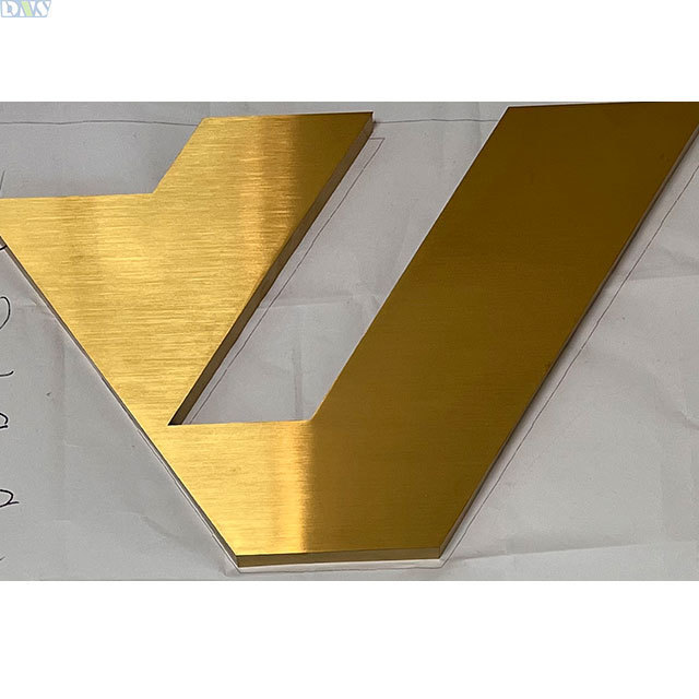 high quality  steel channel letters business signs logo outdoor gold brushed stainless steel letters with factory price