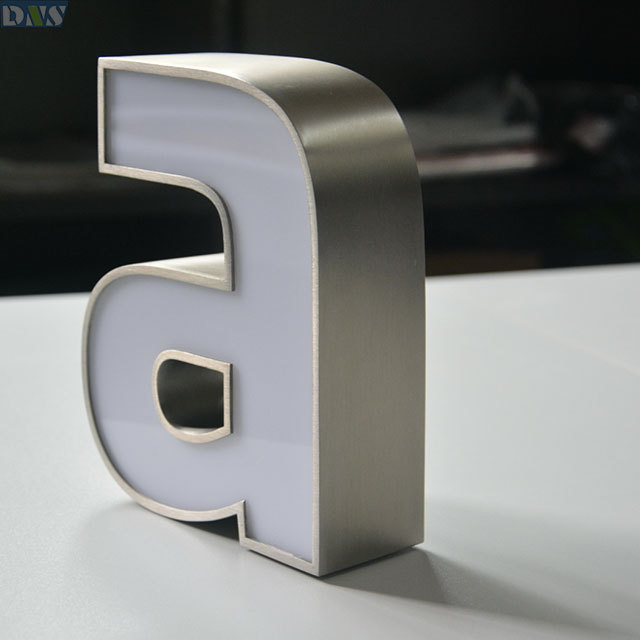 Storefront acrylic letter box 3d led letters electronic sign board outdoor silver brushed mirror letters