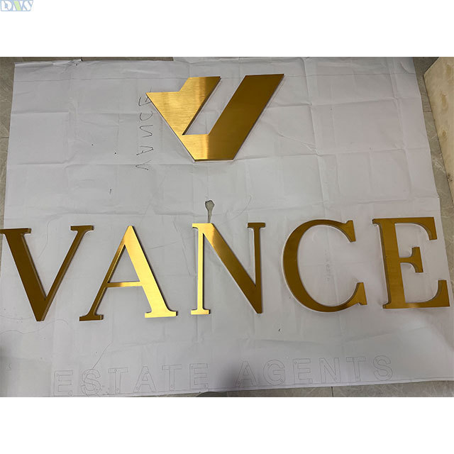 high quality  steel channel letters business signs logo outdoor gold brushed stainless steel letters with factory price