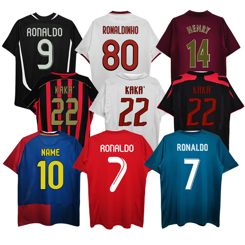 Wholesale Retro Vintage Ronaldo 7# and KAKA 22# Football Jersey High Quality Men's Soccer Uniforms from Thailand