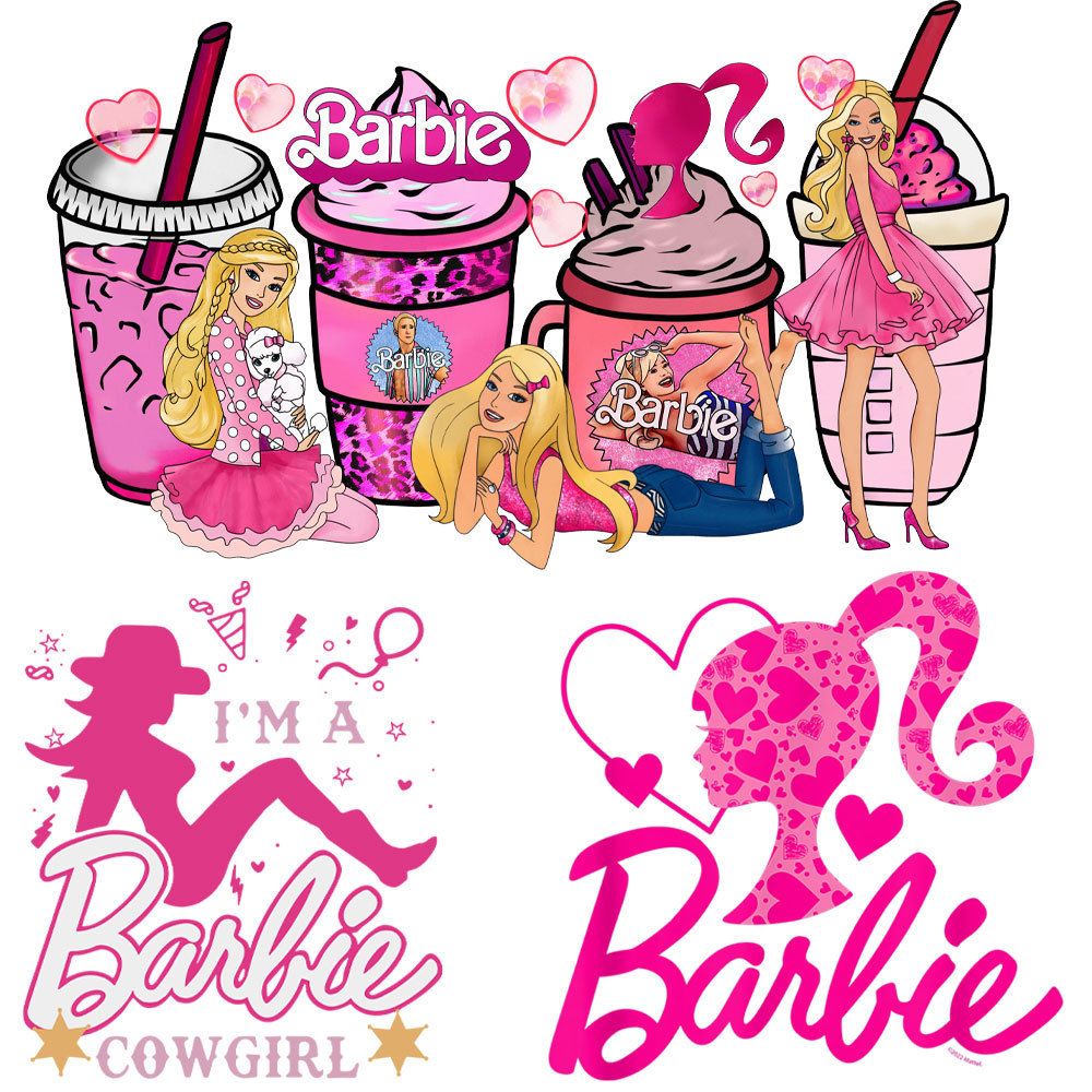 New Barbie Cartoon Iron On Parches Diy Washable T Shirts Thermo Sticker Heat Transfer Sticker For Clothing Patches