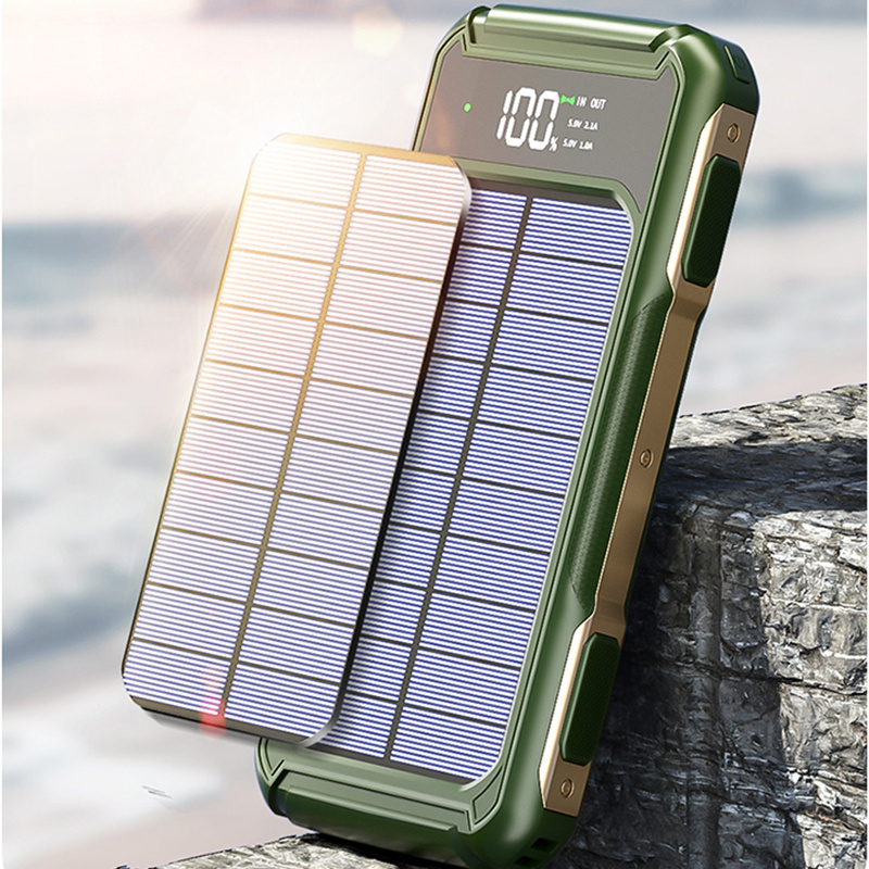 Solar Charger 10000mAh Power Bank for Outdoor Camping Portable Battery External Solar Panel Battery Pack Power Bank with Cable