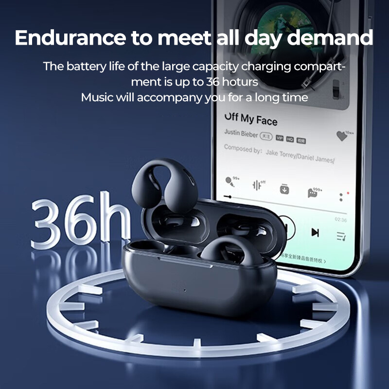 Ear Hook Earphones Bone Conduction TWS Earbuds Wireless Bluetooths Built-in Microphone Ear Ring Style Waterproof Sports Headset