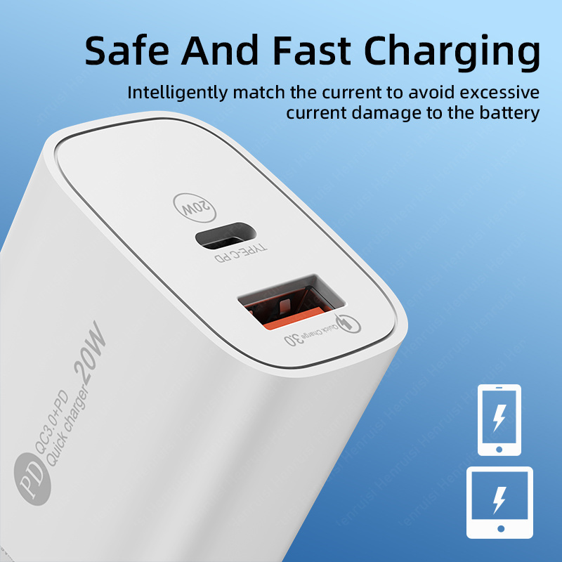 Dual pots 18W USB 20W PD Quick Charging Charger Universal Application For Iphone For Huawei For Xiaomi