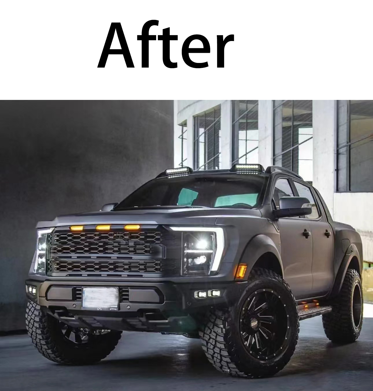 Modified old tyle the new facelift body kit for 2012-2021 Ranger to 2018 F150 Hulk body kit Upgrade