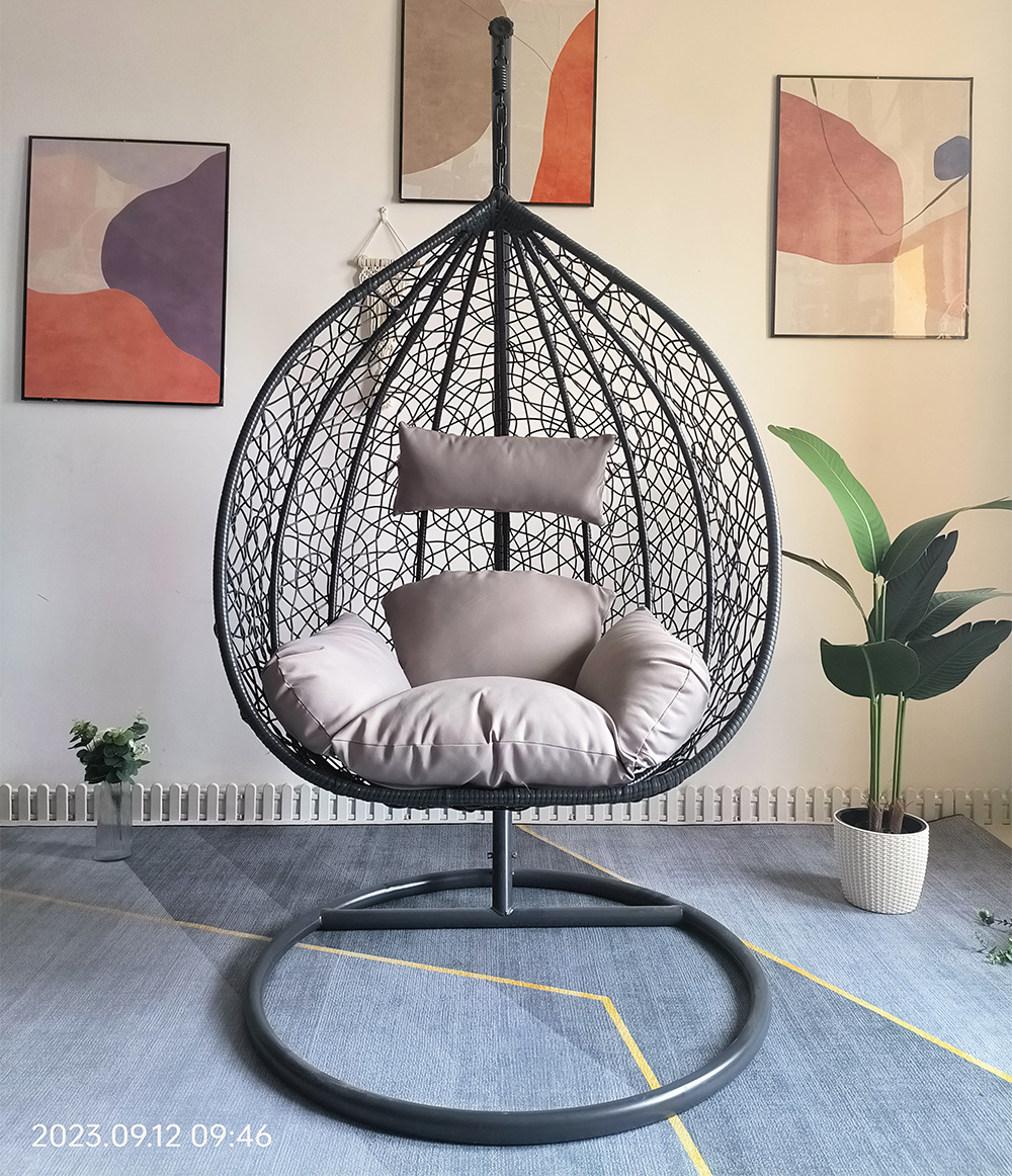 Modern Outdoor/Indoor/Garden Furniture Wicker Rattan Hanging Patio Egg Swing Chair With Stand