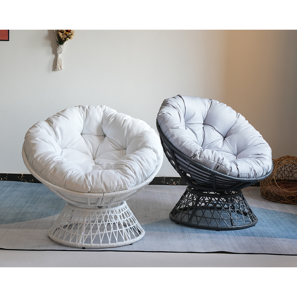 Indoor Outdoor Furniture Comfortable Modern Leisure Swivel Revolving Rattan Rotated 360 Patio Seating Egg Chair with Cushion