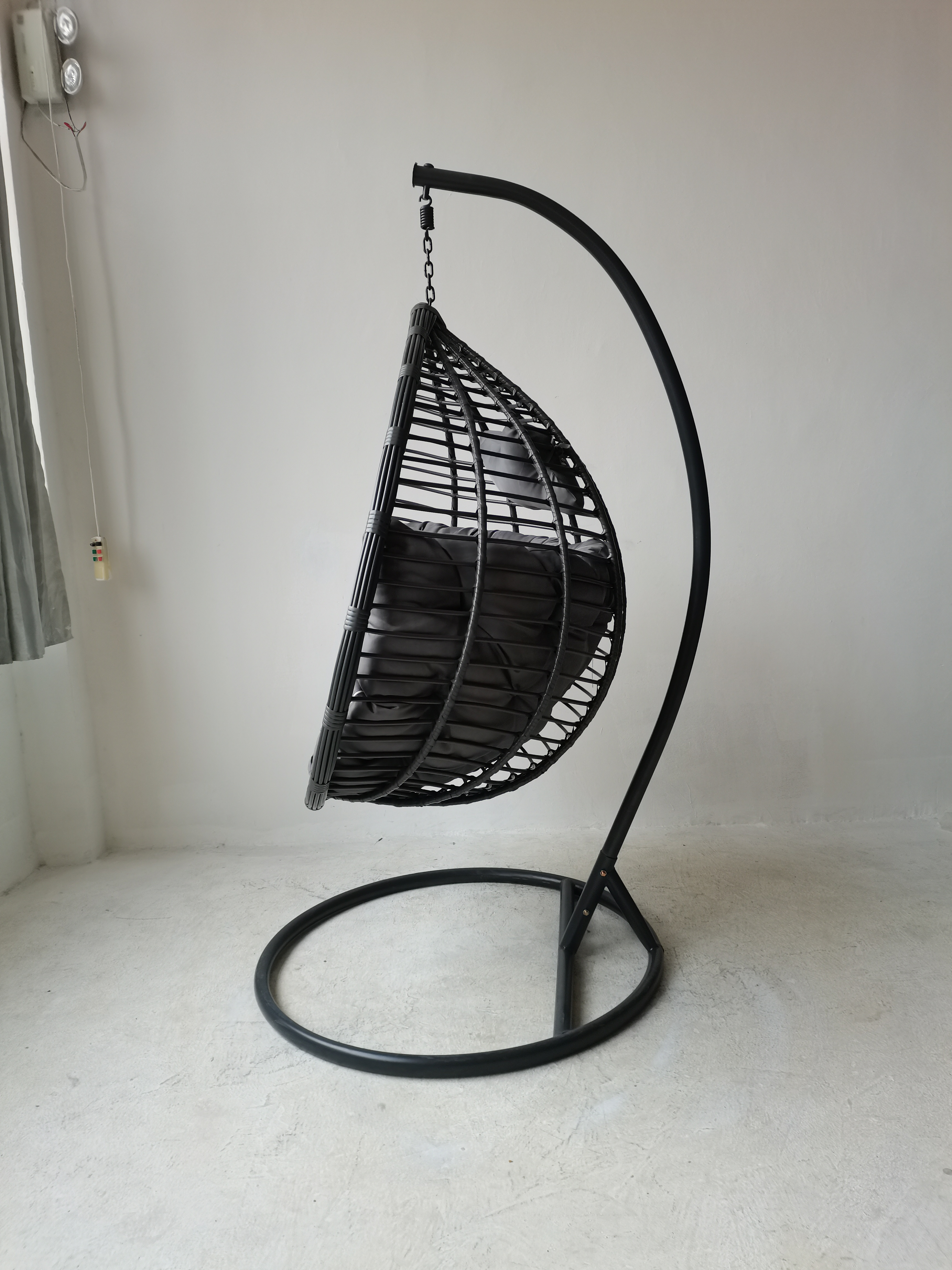 Patio Swings Outdoor Furniture Rope Chair Modern Wicker Rattan Balcony Garden Hanging  Egg Swing Chair With Metal Stand