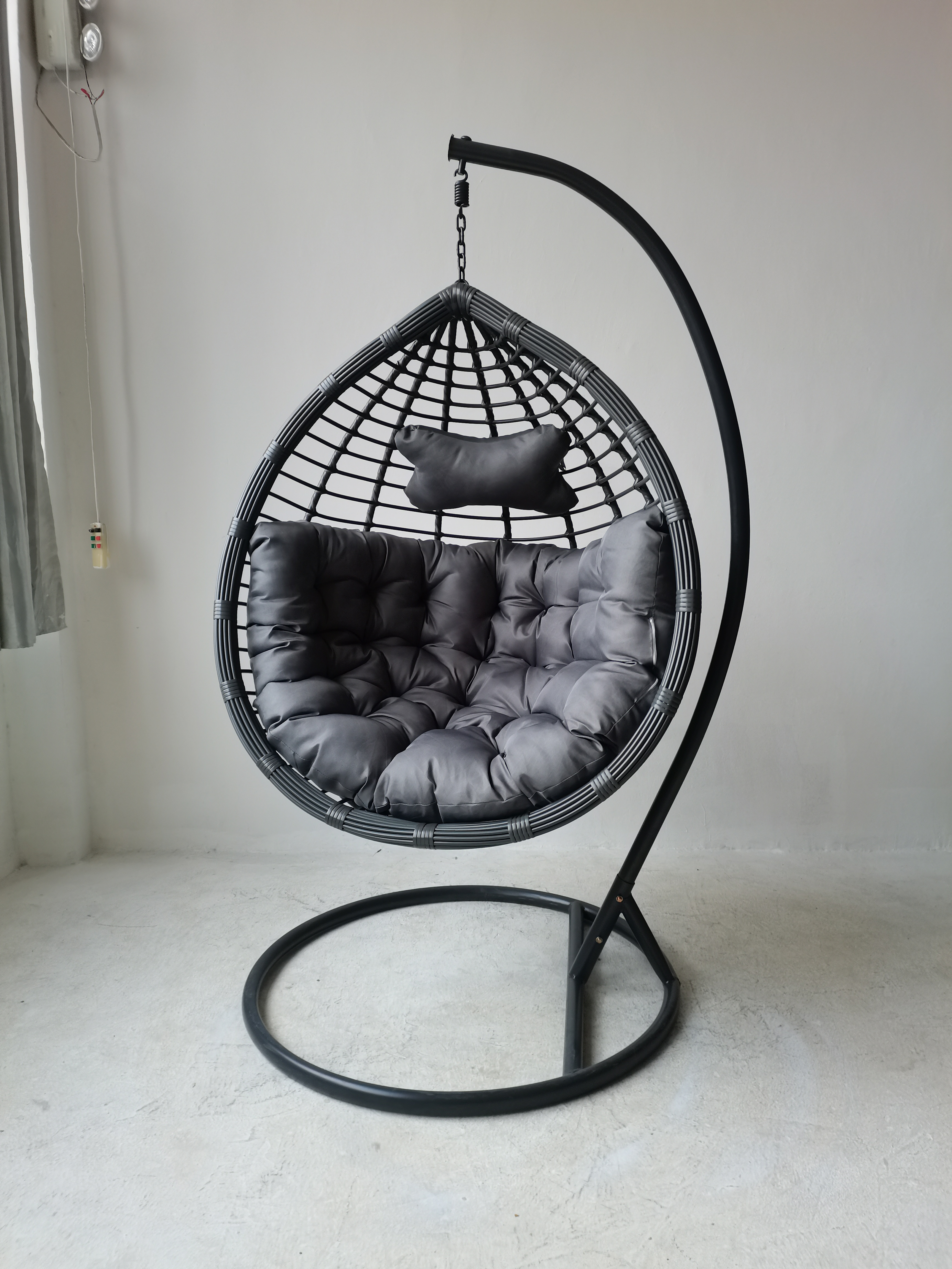 Patio Swings Outdoor Furniture Rope Chair Modern Wicker Rattan Balcony Garden Hanging  Egg Swing Chair With Metal Stand