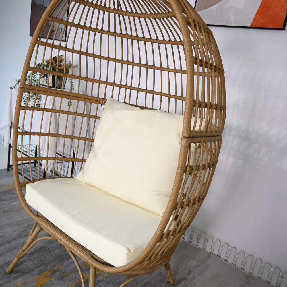 Wholesale Outdoor Patio Wicker Rattan Single Swing Hanging Chair Hammock with Legs Stand Egg Chair without Hanger for Bedroom