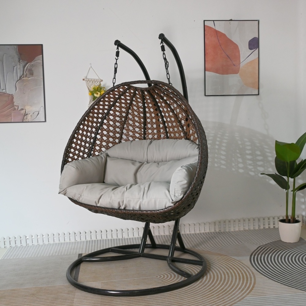 Indoor Bedroom Hammock Nest Egg Hanging Basket Curved Rattan Outdoor Garden Metal Chinese Swing Chair