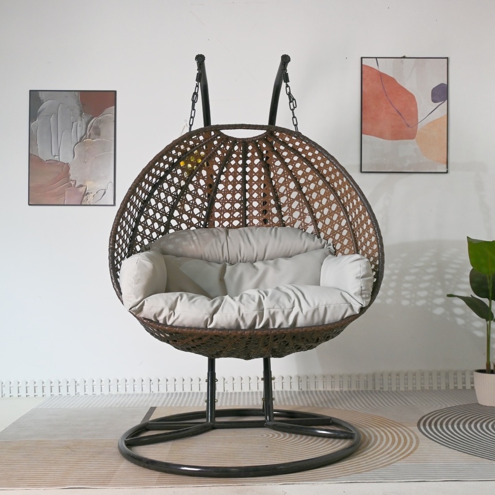 Indoor Bedroom Hammock Nest Egg Hanging Basket Curved Rattan Outdoor Garden Metal Chinese Swing Chair