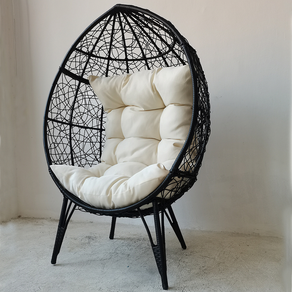 Outdoor Indoor Furniture Home Patio Rattan Hanging Swing Wicker Round Egg Chair With Legs Modern Bench Steel Hammock & Cushion