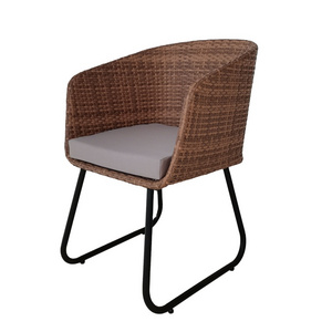 High quality boho chair modern PE rattan outdoor metal stack dining chair garden  rattan chair supplier