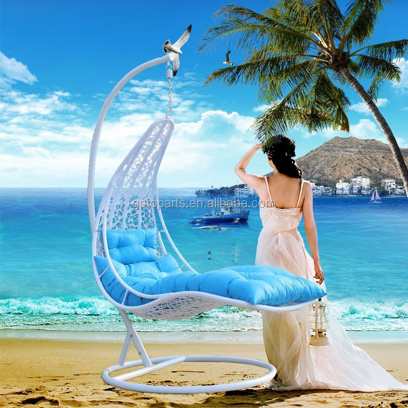 Swimming Pool Leisure Hanging Cheap PE Rattan Swing Chair Under Sun Cover for Sleeping