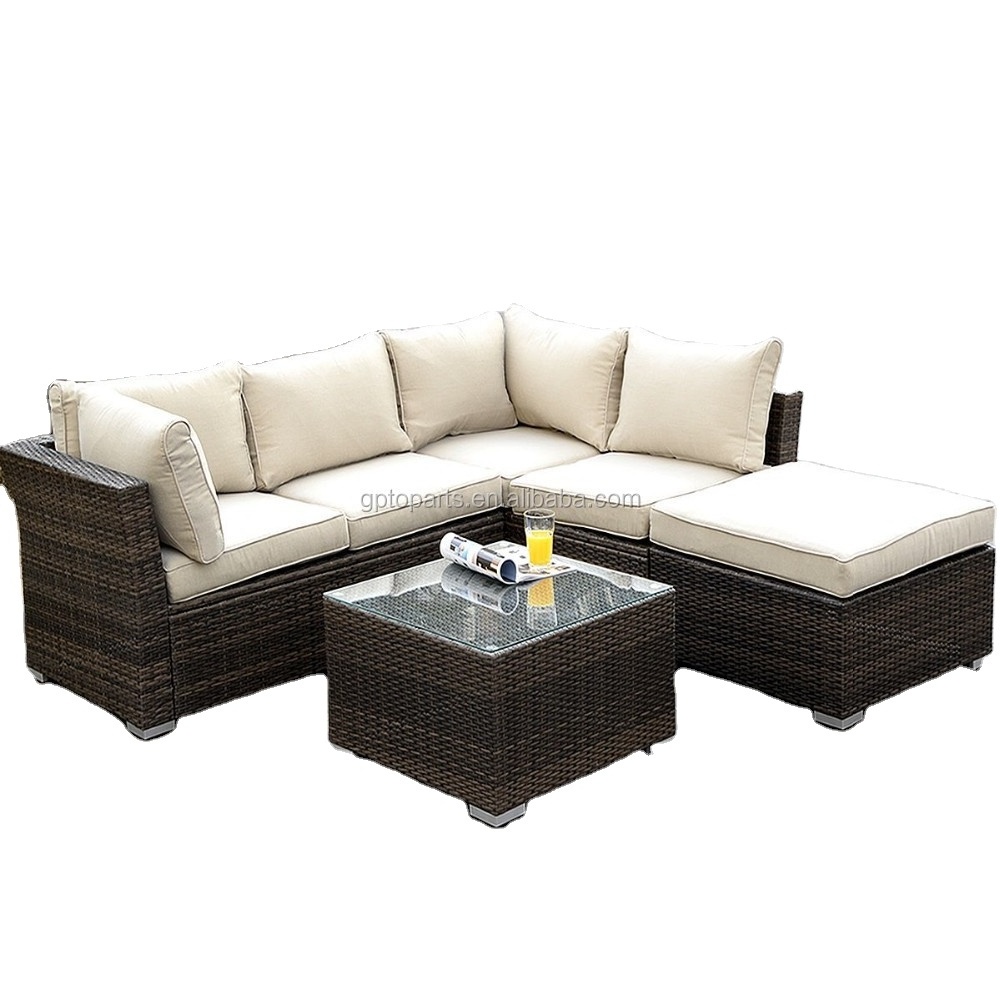 6PC Patio Sectional Furniture PE Wicker Rattan Sofa Set Deck Couch Outdoor New