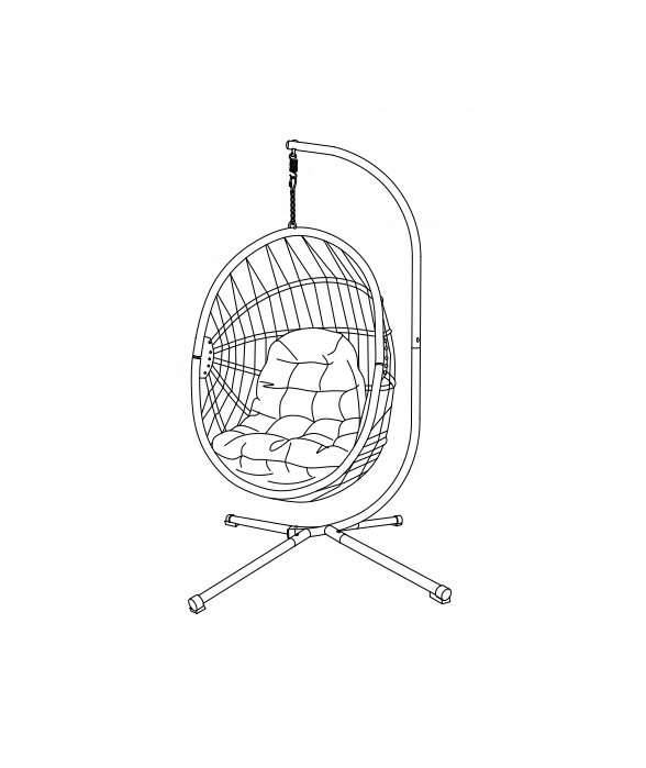 2024 New Product !Outdoor Egg Swing Chair Hanging Rattan Garden Outdoor Furniture Hanging Patio Swing Chair with Stand OEM