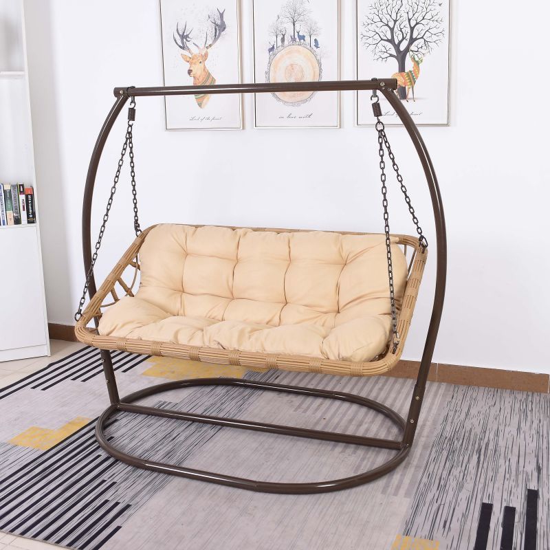 Lower price outdoor hanging egg chair double seat leisure garden swing chair 1901