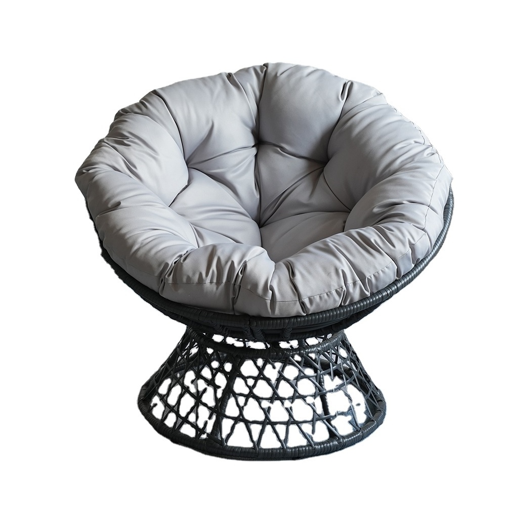 Indoor Outdoor Furniture Comfortable Modern Leisure Swivel Revolving Rattan Rotated 360 Patio Seating Egg Chair with Cushion