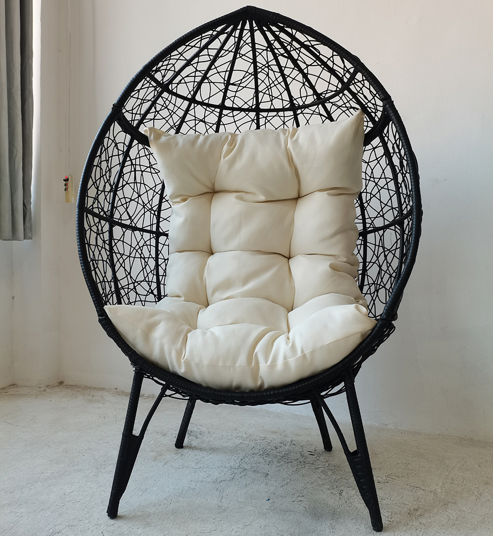 Outdoor Indoor Furniture Home Patio Rattan Hanging Swing Wicker Round Egg Chair With Legs Modern Bench Steel Hammock & Cushion