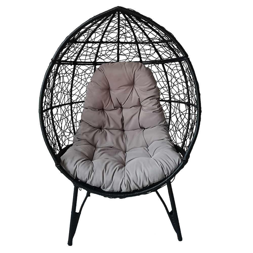 Outdoor Indoor Furniture Home Patio Rattan Hanging Swing Wicker Round Egg Chair With Legs Modern Bench Steel Hammock & Cushion