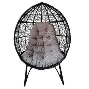 Outdoor Indoor Furniture Home Patio Rattan Hanging Swing Wicker Round Egg Chair With Legs Modern Bench Steel Hammock & Cushion