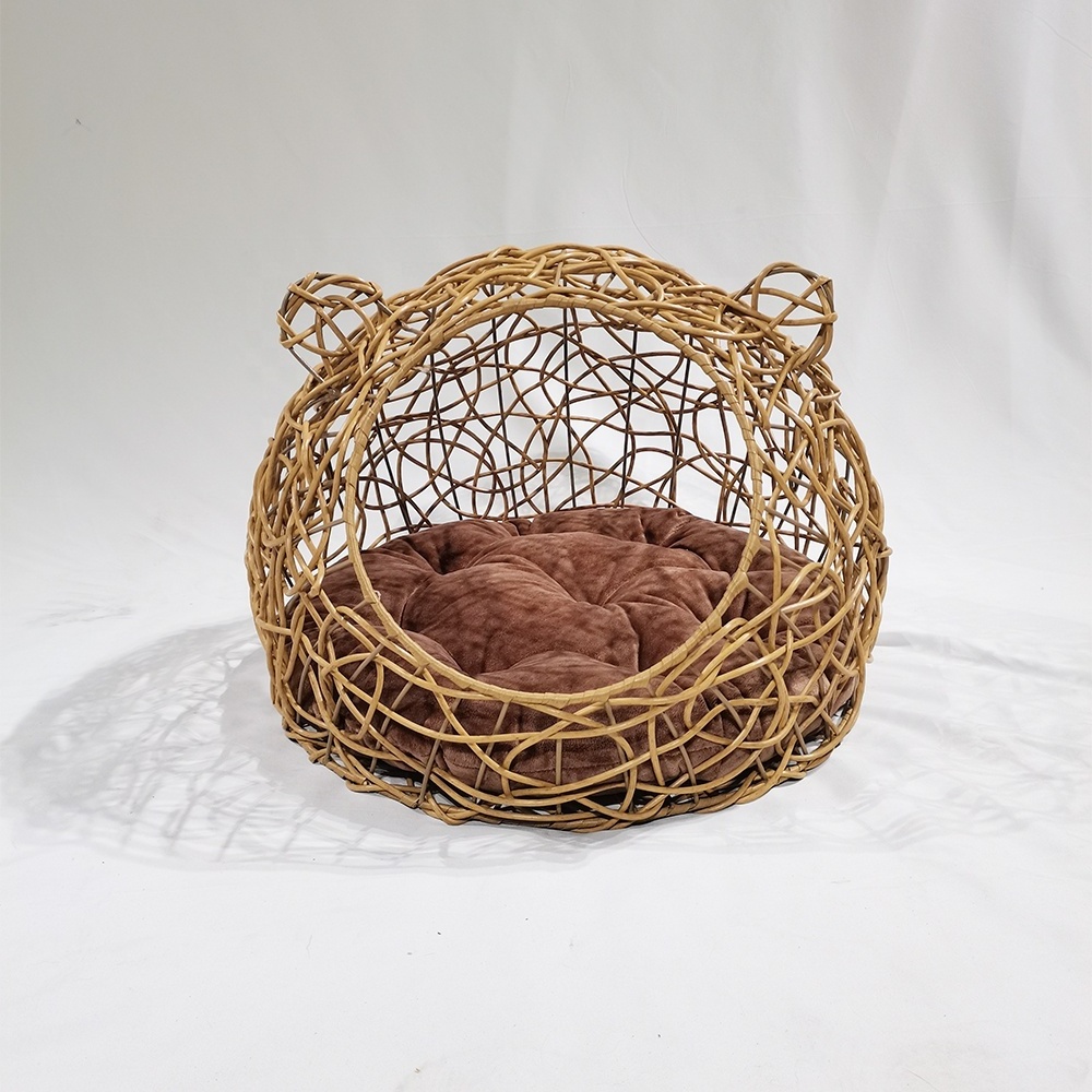 Comfortable Cat Sleep Pet Nest Wicker Rattan Pet Bed Pet Dog Tent Bed House