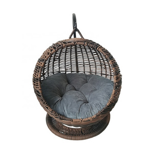 2021 Cat Bed for Indoor a Covered Modern Cat Hideaway Hut of Rattan Houses Nest Pets in Dome Basket Design Rattan Sofa Bed Pet