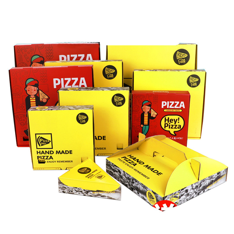 Custom Size Shape Wholesale Yellow Corrugated Pizza Packing Carton Box with Logo Box For Pizza